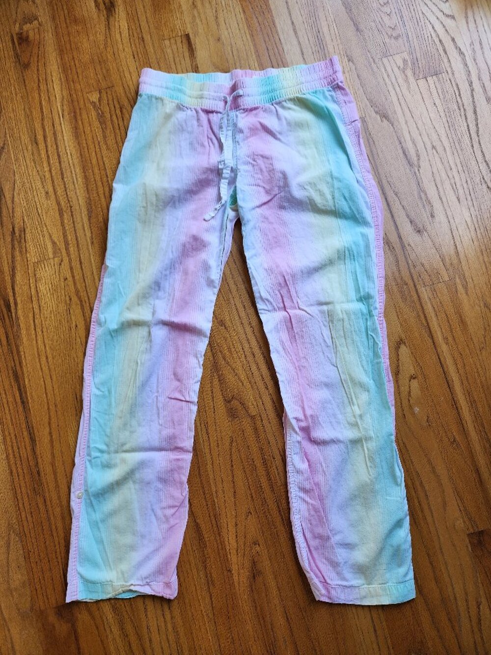 GapBody Pastel Rainbow Stripe Pajama Pants Lightweight Cotton Lounge Small